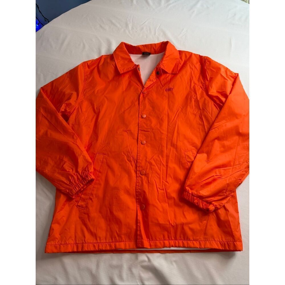 Obey Men’s Nylon Orange Eyes Windbreaker Jacket Size Medium